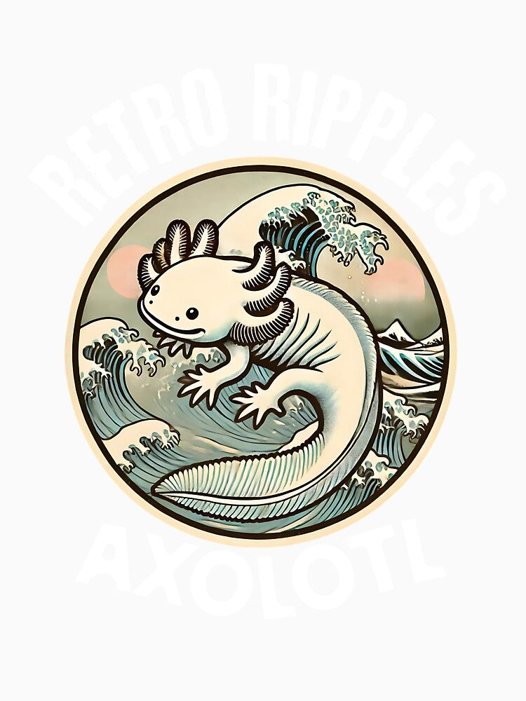 Retro Axolotl Waves Art for Ocean Lovers by peach-lab01