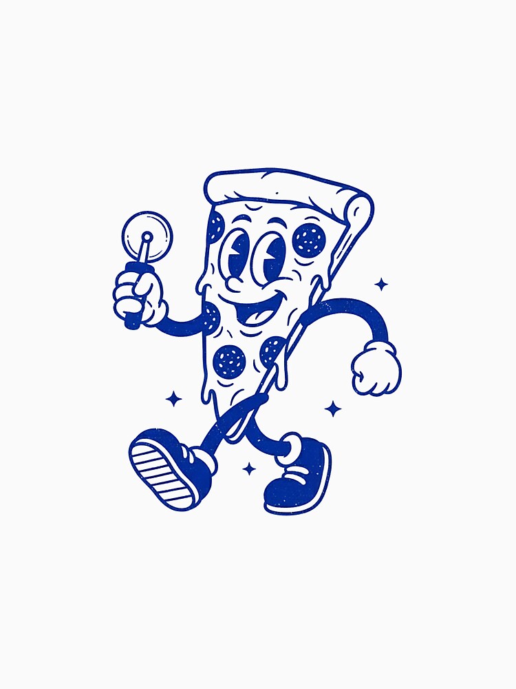 Walking Pizza Slice Vintage Mascot Retro Cartoon Chef by HoopeStylee