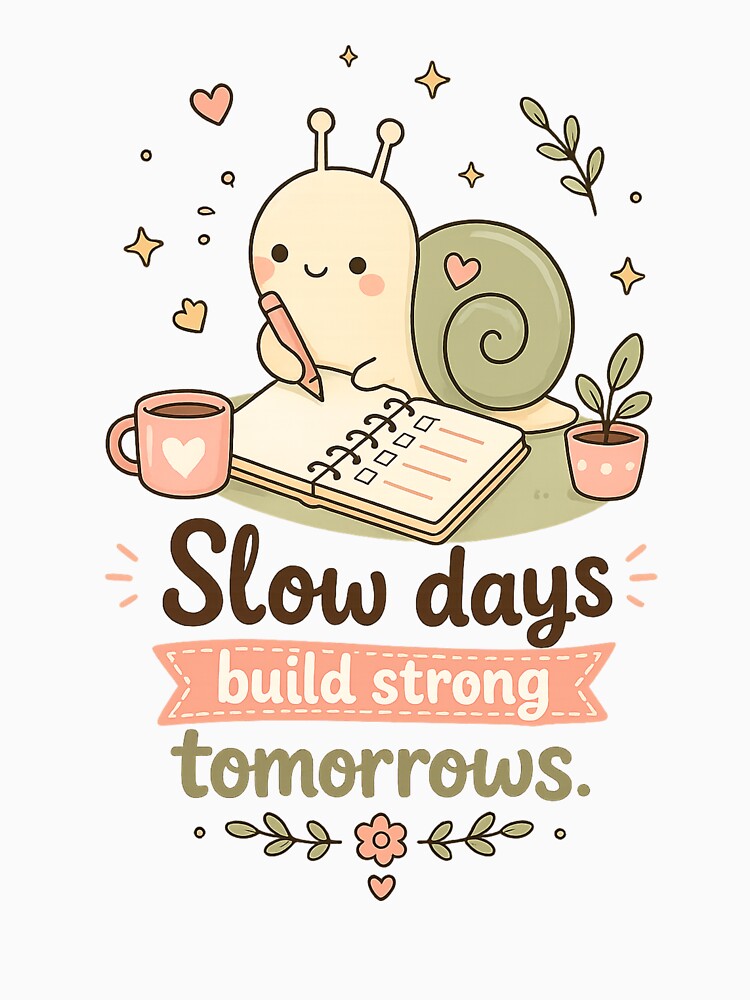 Slow Days Build Strong Tomorrows Cute Snail Motivational by LittleJoyStudio.Art