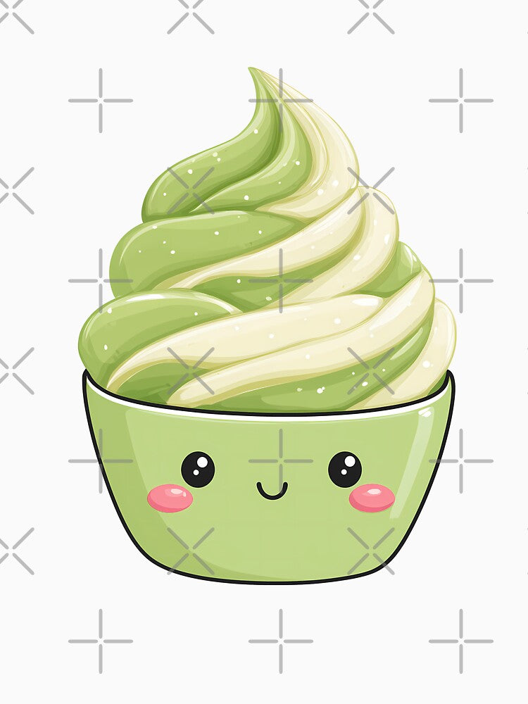 Kawaii Cute Matcha Ice Cream Bowl by BobaBunny76