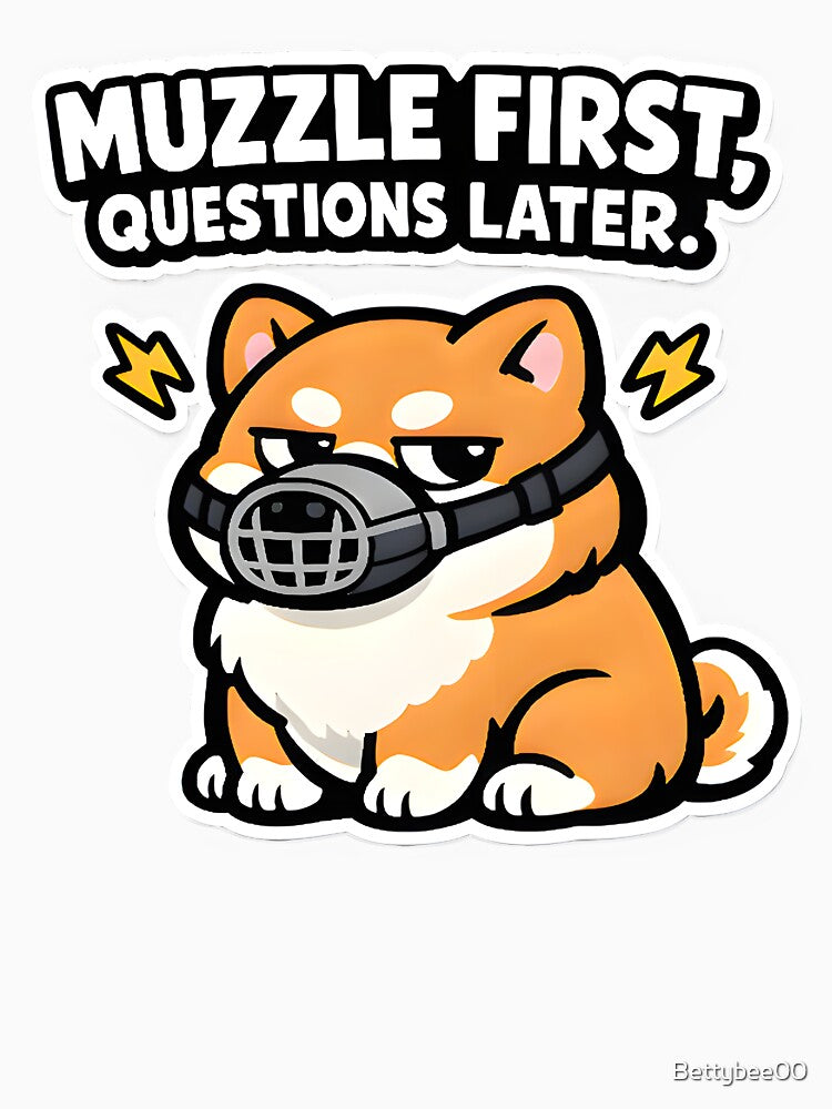 Muzzle First, Questions Later – Funny Veterinary Dog Vet Tech Humor Design by Bettybee00