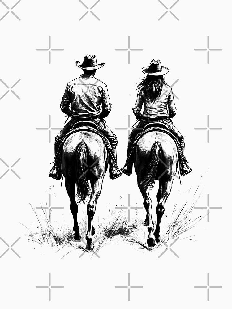 Western Cowboy Couple Romantic Country Lovers in Rustic Western Style by Rosaliartbook