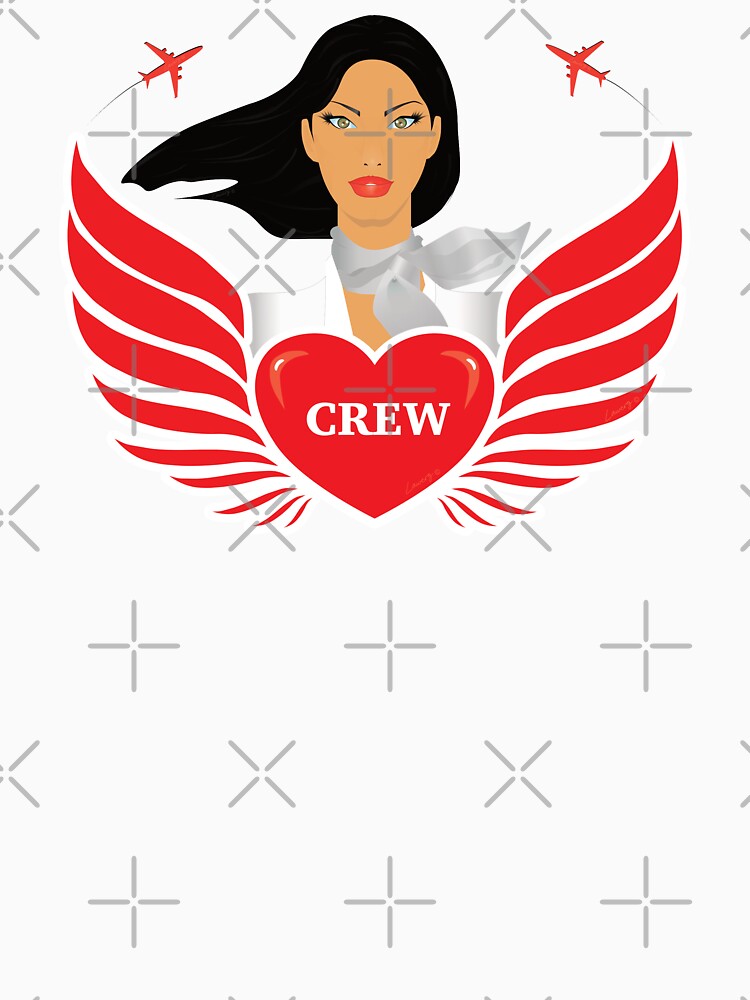 Cabin Crew / Air Hostess - 'Crew' Heart with Wings - V1W (White) by DesignsByLawerg
