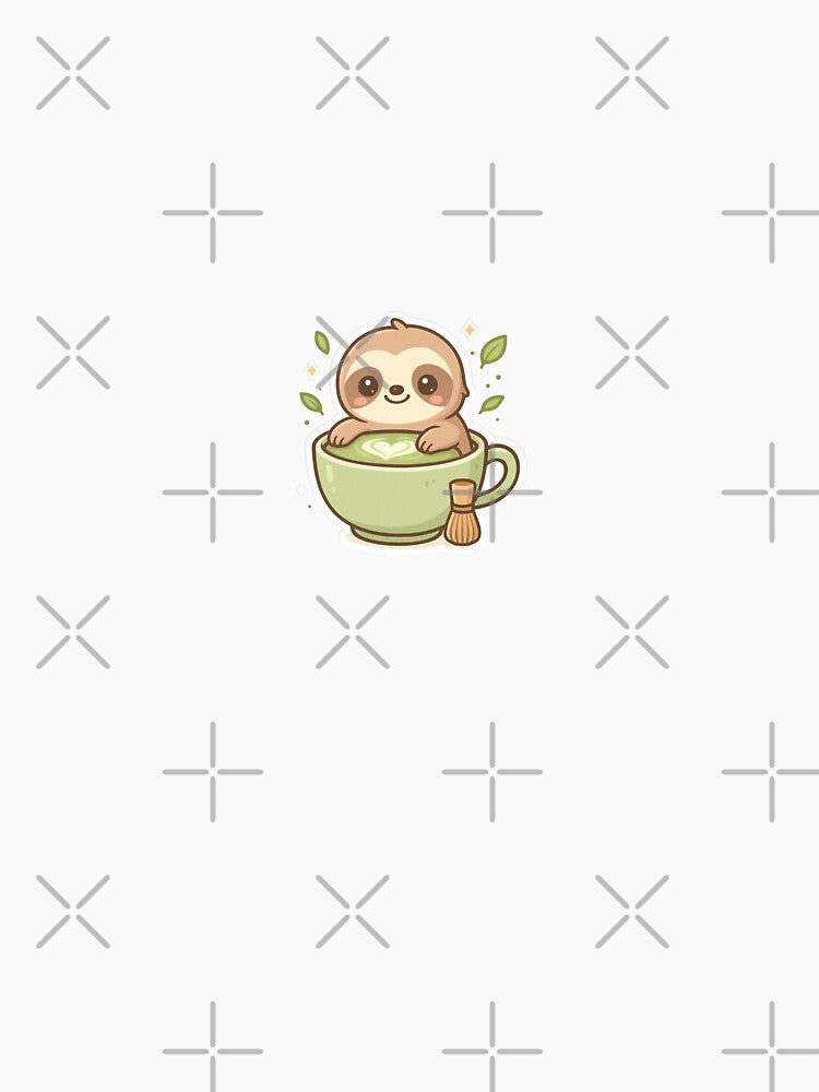 Cute Baby Sloth Loves Matcha by CSidea