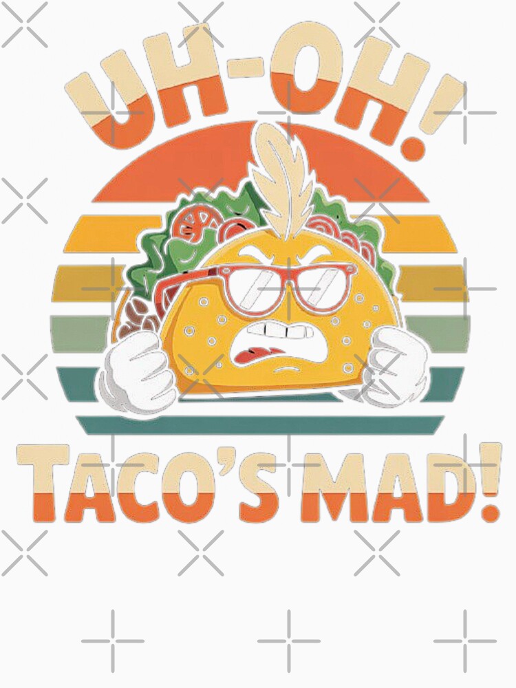 Funny Angry Taco Cartoon - Uh-Oh Taco’s Mad Retro Food Design by love3617