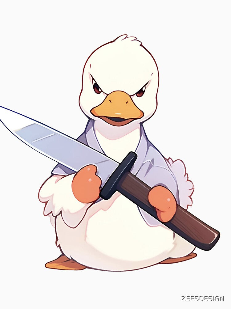 Duck with a Big Knife | Cute Animal Sticker by ZEESDESIGN