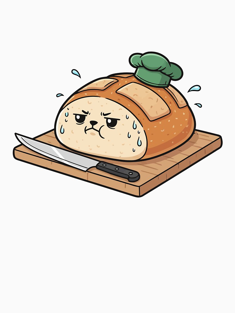 Grumpy Sourdough Bread Chef Nervous Facing Knife Sticker by dmejpl