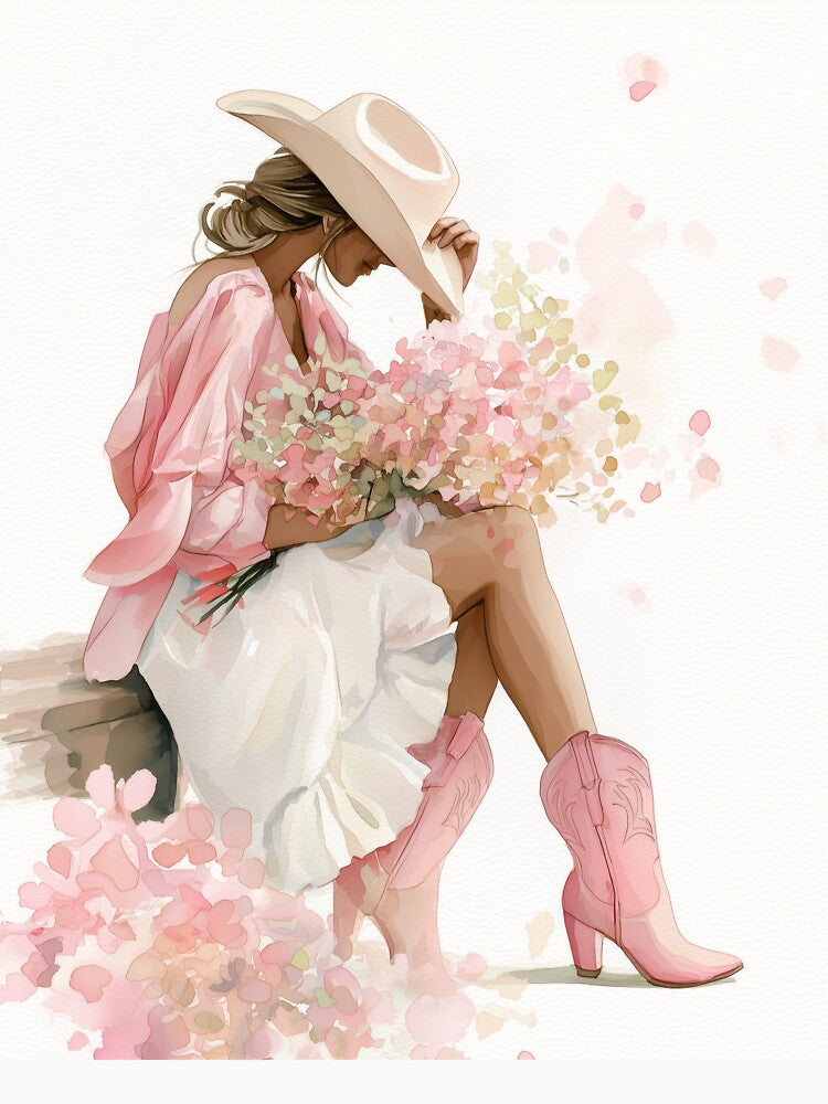 Country Cowgirl Watercolor Print Art by vividdigits