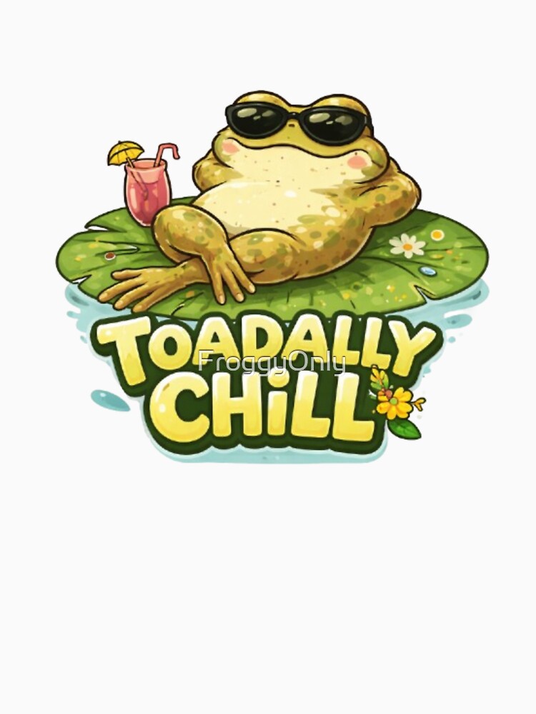 The toad relaxing on the water lily sticker by FroggyOnly