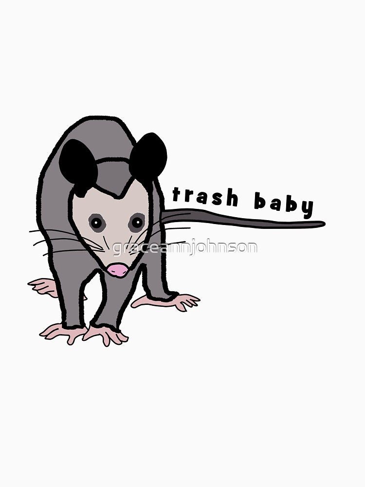 trash baby opossum by graceannjohnson