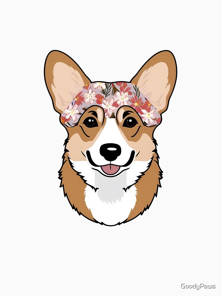 Floral Silhouette of a Welsh Corgi Pembroke by GoodyPaws