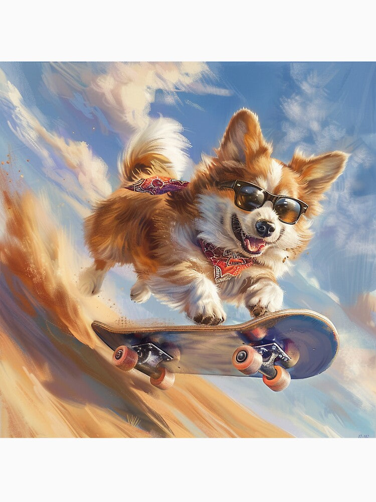 Corgi dog skateboarding by CorgiCuddle