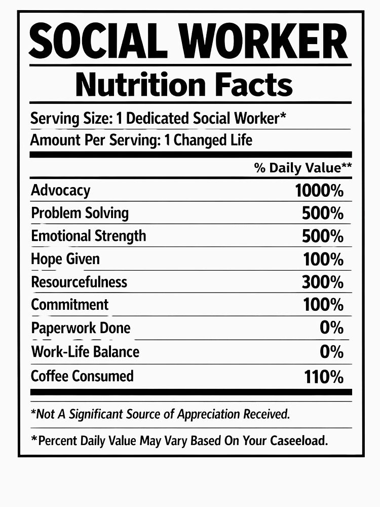 Social Worker Nutrition Facts – Funny Social Worker Design by GiftsCreek