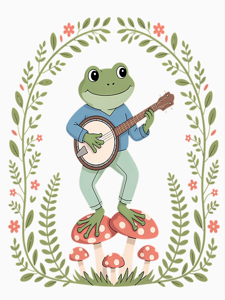 Cute Frog Playing Banjo On Mushroom by sielmadahurud