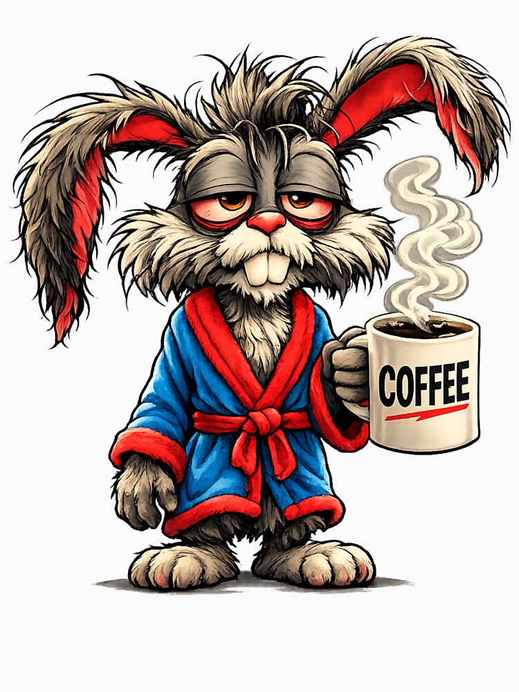 Grumpy Bunny Needs Coffee Funny Design by Gezonde-Voeding