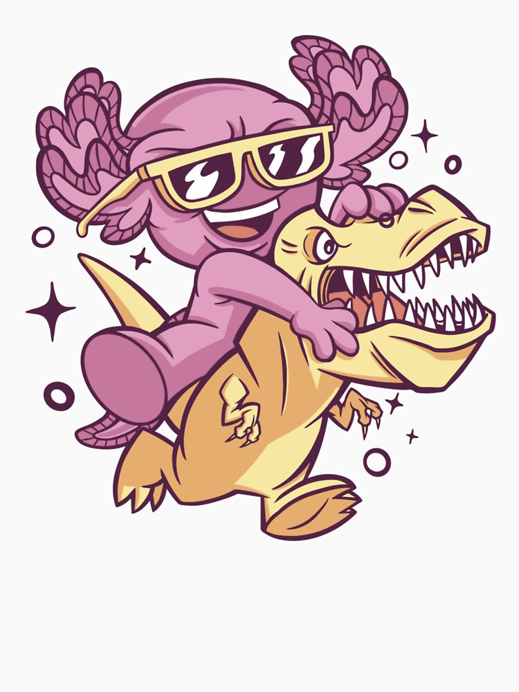 axolotl riding t rex by Jaslyndizon