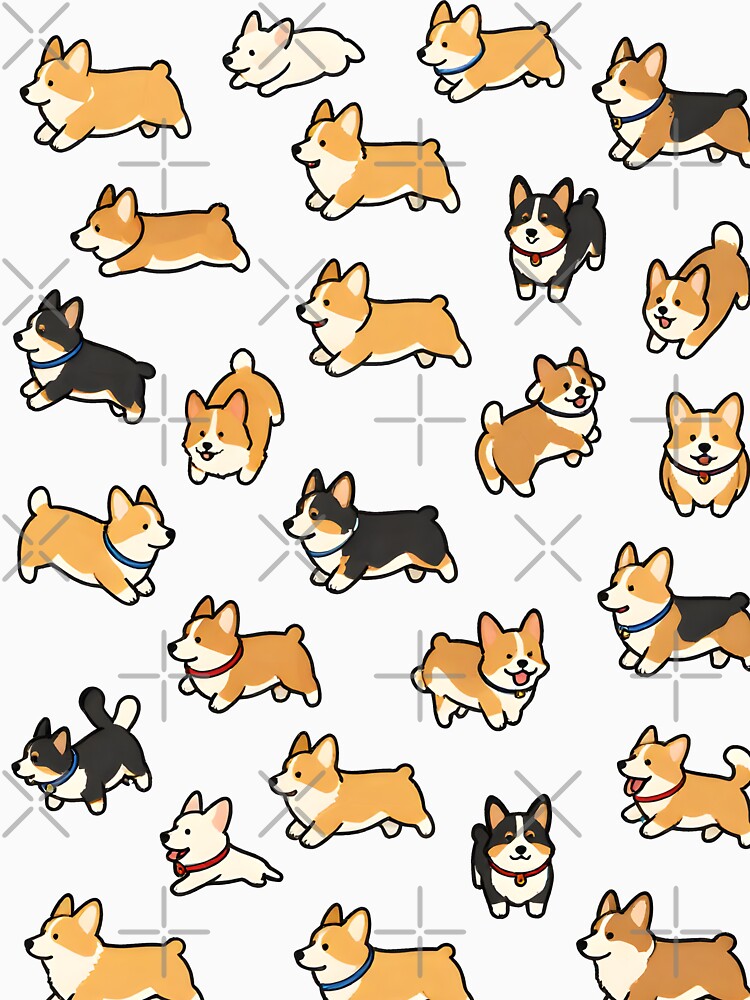 Cute Corgi Butt and Zoomies Clean Sticker Sheet by Dhenin Studio