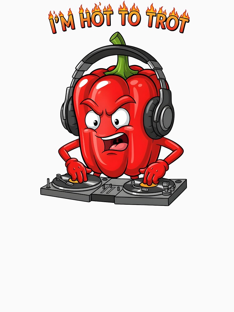 I’m Hot to Trot – Funny Spicy DJ Pepper Cartoon Design by hn79