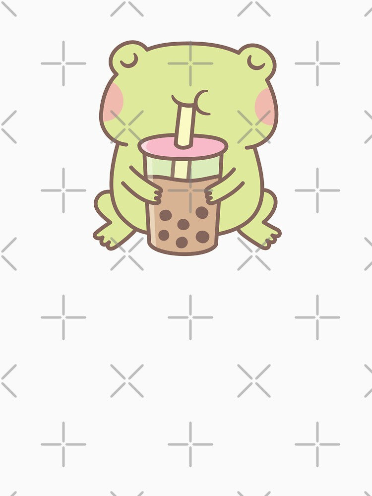 Cute Frog Drinking Boba Bubble Tea by rustydoodle