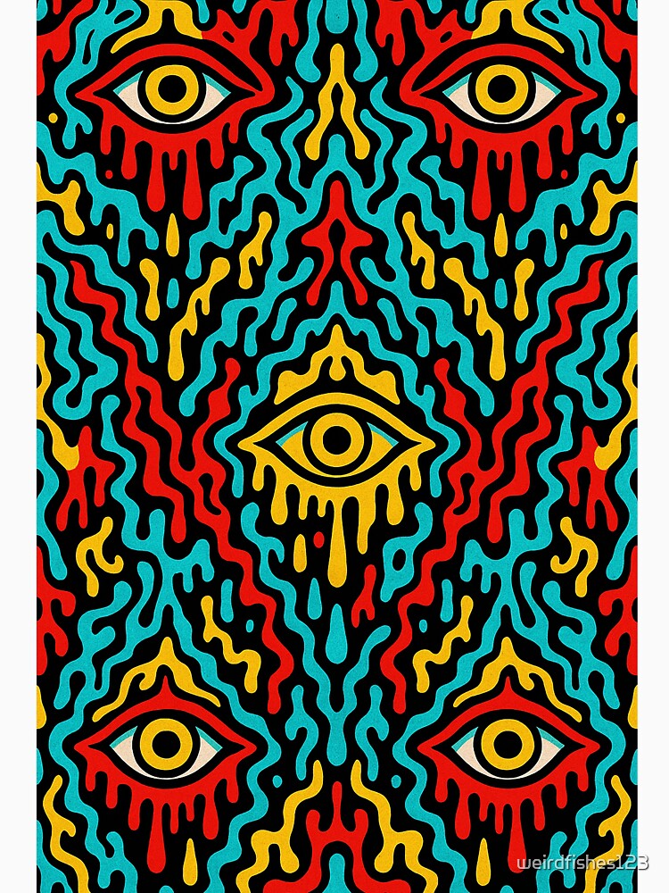 Psychedelic Dripping Eyes Pattern in Neon Colors by weirdfishes123