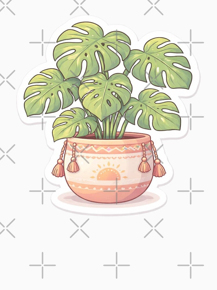 Boho Monstera Plant Pastel Aesthetic Botanical Sticker by Dasts Cart