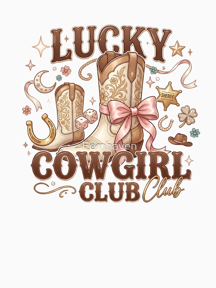 Lucky Cowgirl Club | Coquette Western Boots | Pink Rodeo Aesthetic by Fernhaven