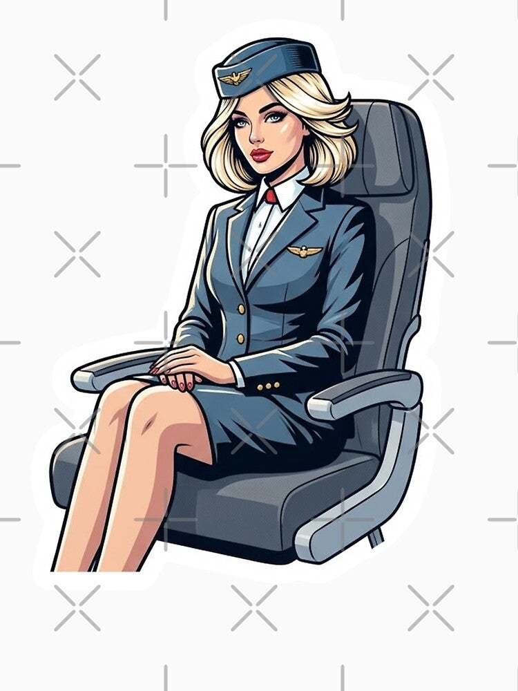 Nordic Flight Attendant Scandinavian Stewardess Vintage Airline Crew Travel Aesthetic Art by VectorJoy