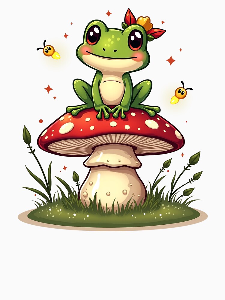 Cute Frog on Mushroom by Bulwshop