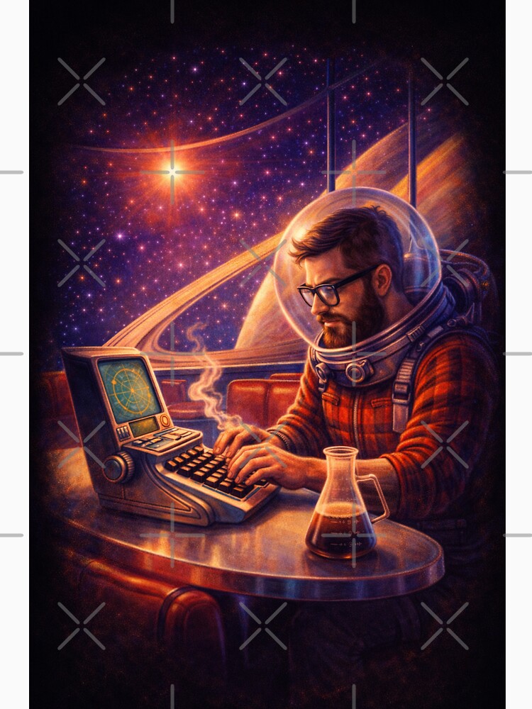 Retro Future Digital Nomad Hipster – 1950s Remote Work Sci-Fi Art by JY33