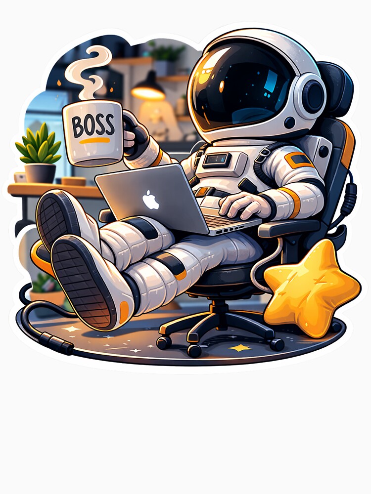 Space Boss Astronaut Working From Home Funny Remote Work Design by ZYNORAworld