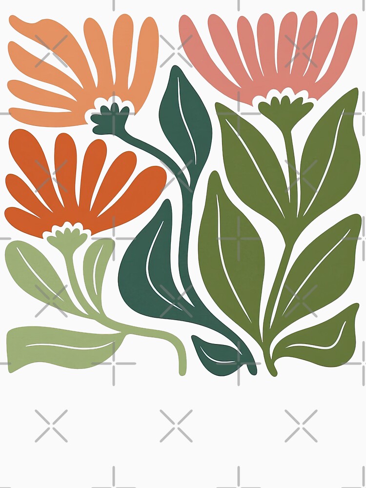 Minimal Retro Floral Folk Art Design by ArtfulWeave
