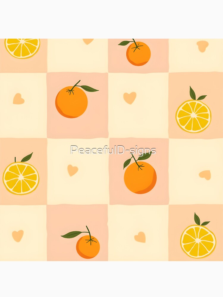 Pastel Orange Pattern Aesthetic | Pink Yellow Orange Retro Squares | Cute Citrus Summer Apparel Design by PeacefulD-signs