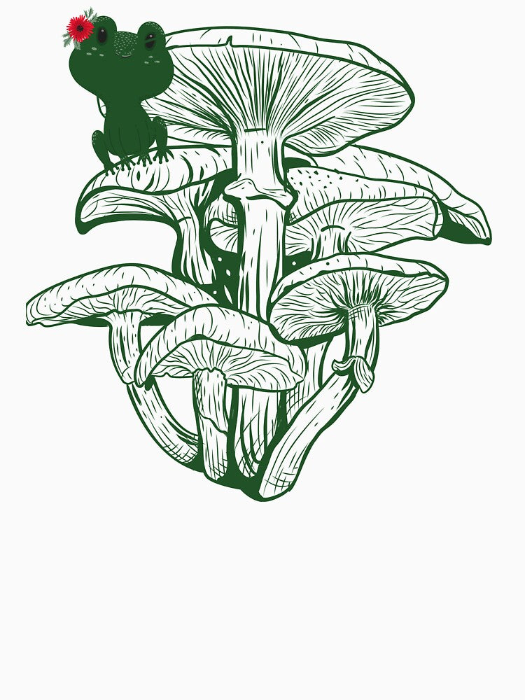 Little  Green Frog on Mushroom- Frog by DowDesigns