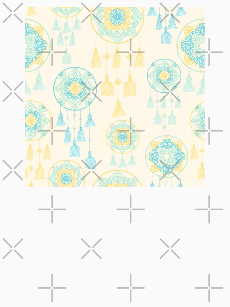 Yellow and teal dreamcatcher on cream by marufemia