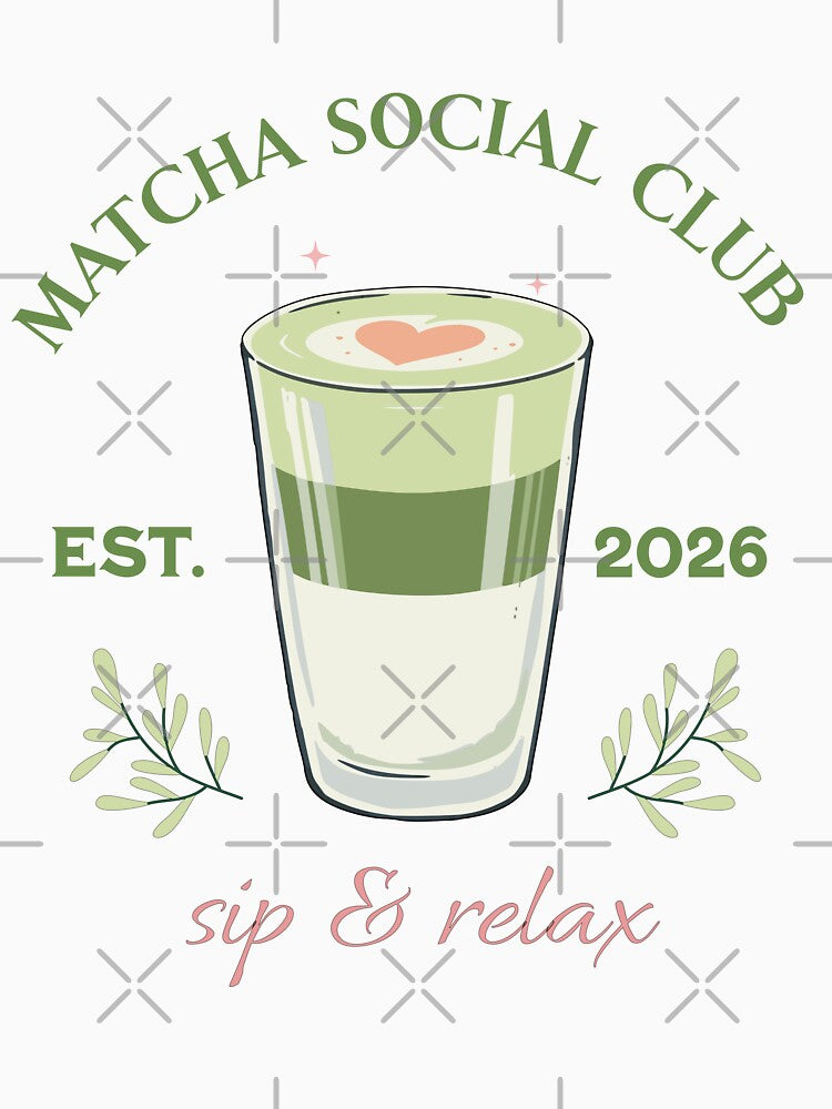 Matcha Social Club – Aesthetic Matcha Latte Illustration, Cute Café Style Design by Trend-Dify