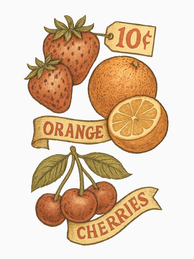Vintage Fruit Illustration – Hand-Drawn Retro Fruit Design by Rushurban