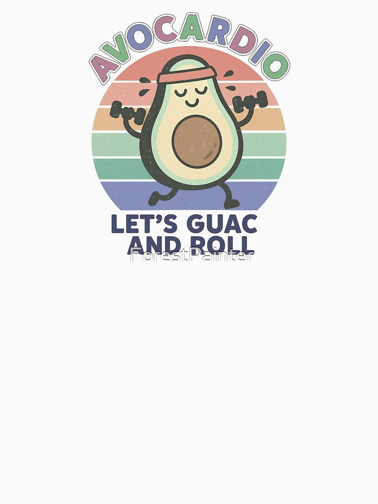 Funny Avocado Gym T-Shirt – Avocardio Guac and Roll by ForestPainter