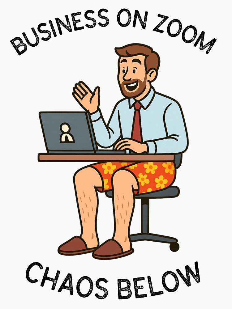 Business on Zoom, Chaos Below – Funny Remote Work by Honominu