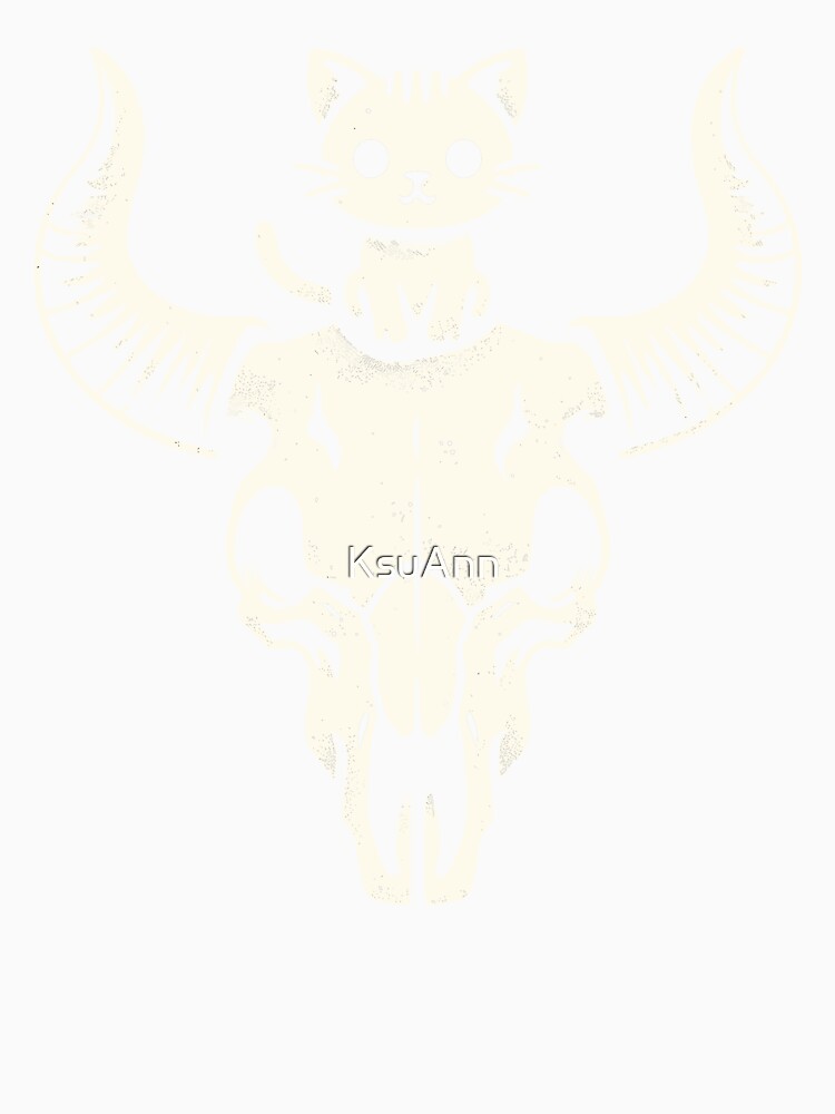 Cute Cowgirl Country Western Cottagecore Cat on a Skull by KsuAnn