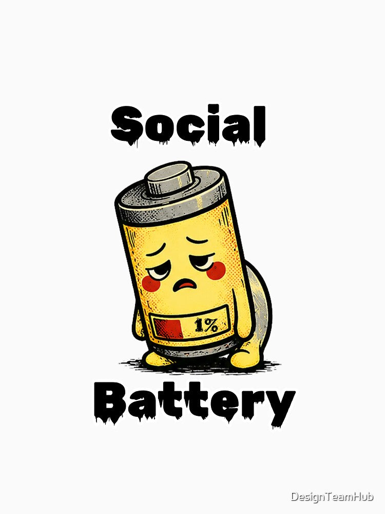 Social Battery 1% Shirt – Funny Low Energy Introvert Aesthetic Tee by DesignTeamHub