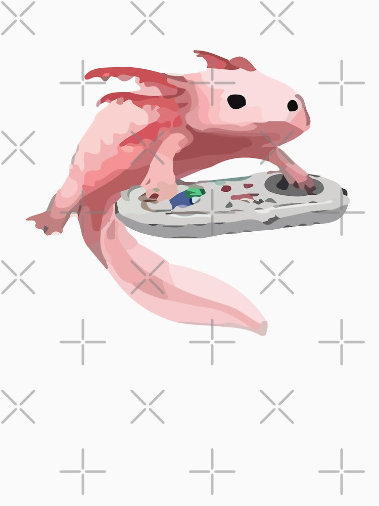 Axolotl Fish Playing Video Game White Axolotl by ZOUBAH