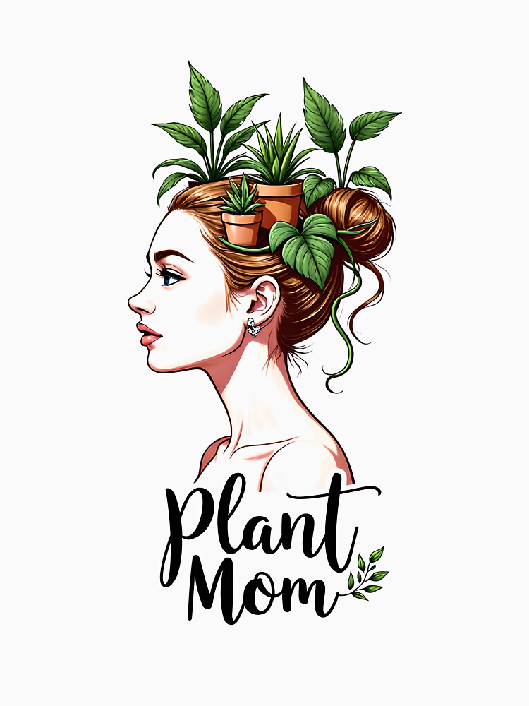 Plant Mom Houseplant Lady Portrait Botanical Illustration by Abe Studio