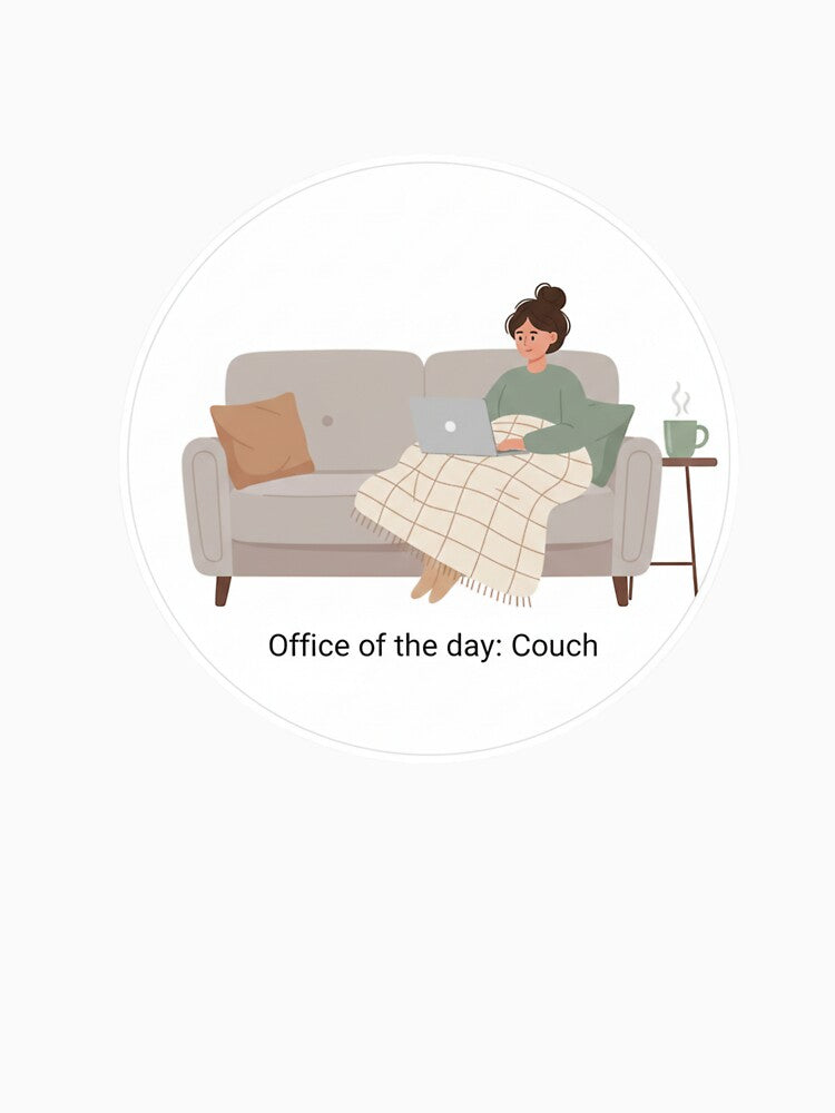 Office of the Day Couch - Cozy Remote Work Sticker by ZYNORAworld