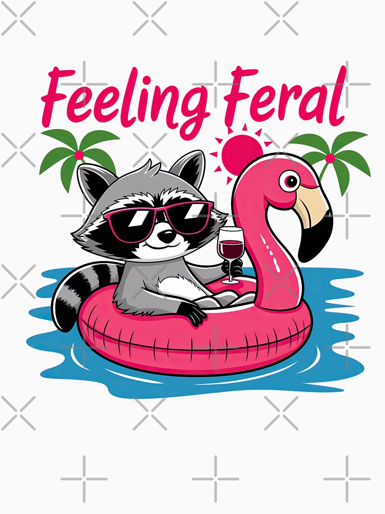 Feeling Feral – Feral Girl Summer Raccoon Flamingo Humor by Hananiah Merch
