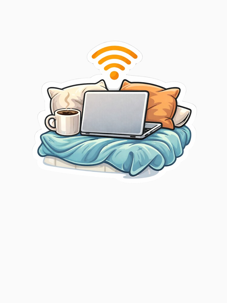 Work From Bed Remote Work Laptop Coffee WiFi Lifestyle by ZYNORAworld