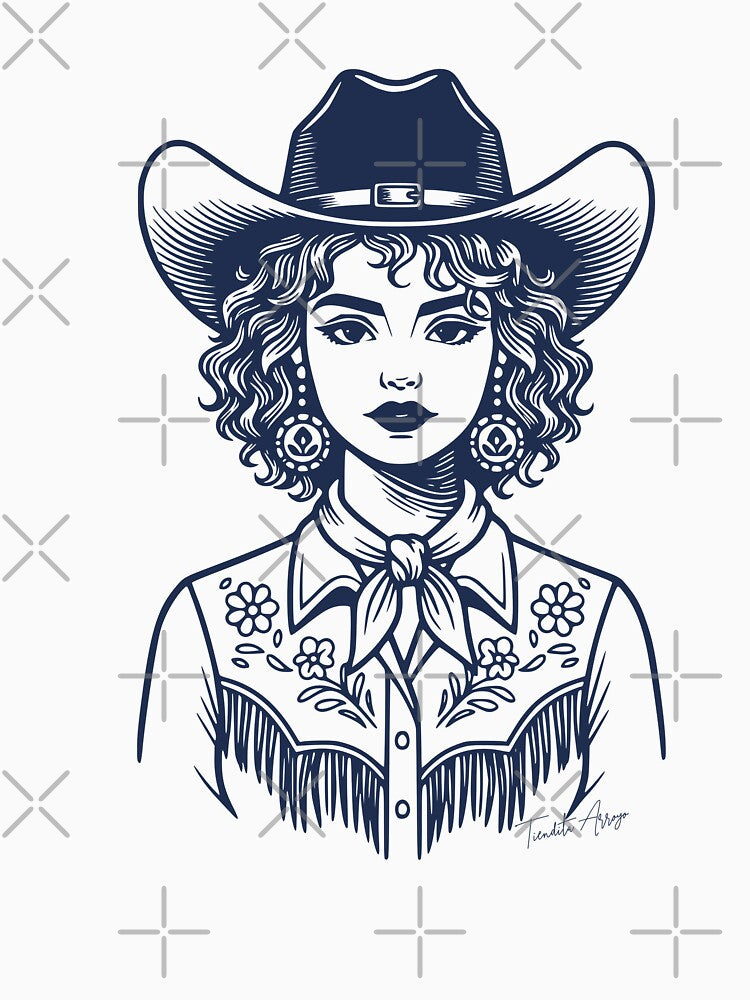 Trendy Cowgirl Western Line Art by Tiendita-Arroyo