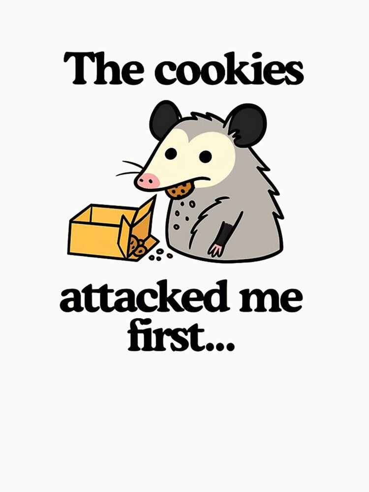 Funny Opossum The Cookies Attacked Me First Cute Animal Art by JossDesign15
