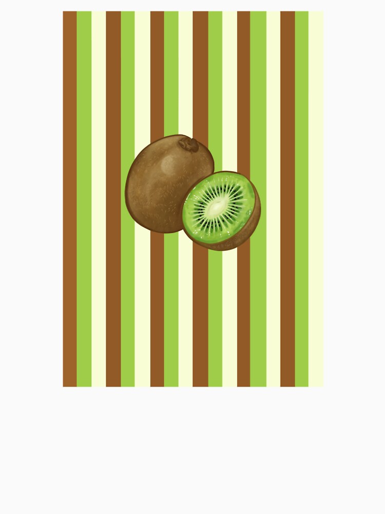 Kiwi Fruit Illustration with Green Brown Stripes Retro Summer Aesthetic by joleyjl