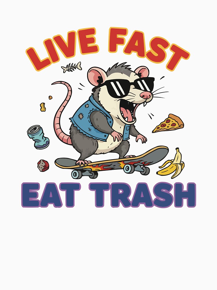 Live Fast Eat Trash Opossum - Funny Retro Vintage Possum Meme by Petzzz