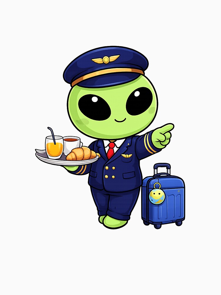 Cute Alien Flight Attendant | Kawaii Travel Steward Design by fedetrev